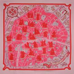 A variation of the Hermès scarf `Les amoureux de Paris` first edited in 1951 by `Maurice Tranchant`