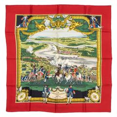 A variation of the Hermès scarf `Les armées en campagne` first edited in 1961 by `Lise Coutin`