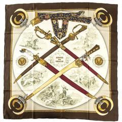 A variation of the Hermès scarf `Armes de chasse` first edited in 1970 by `Philippe Ledoux`
