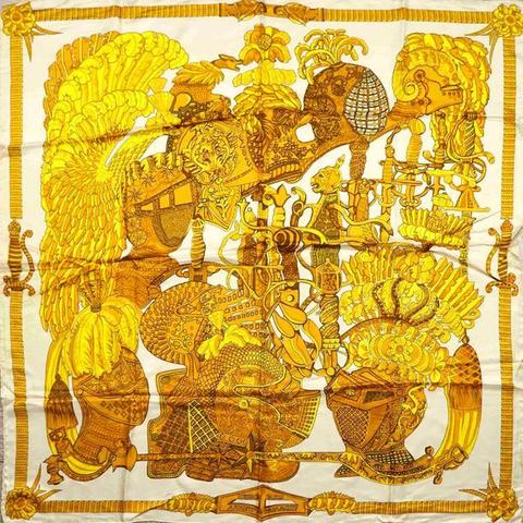 A variation of the Hermès scarf `Armets en panache` first edited in 1995 by `Annie Faivre`