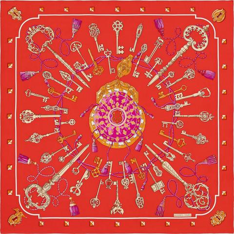 A variation of the Hermès scarf `Les Clefs` first edited in 2015 by `Caty Latham`