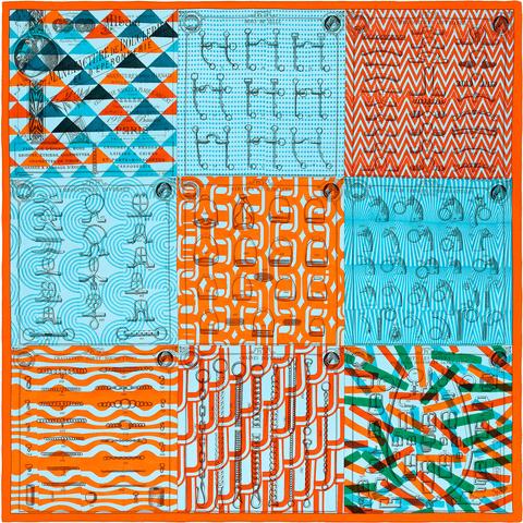 A variation of the Hermès scarf `Manufacture de Boucleries` first edited in 2015 by `Pagni Gianpaolo `