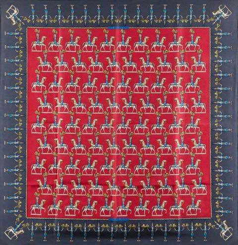 A variation of the Hermès scarf `Les artificiers` first edited in 1987 by `Michel Duchene`