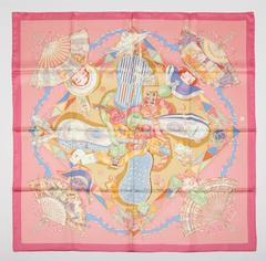 A variation of the Hermès scarf `Au clair de la lune ` first edited in 2003 by `Sandra Laroche`