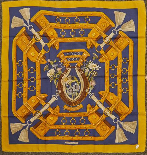 A variation of the Hermès scarf `Aux champs` first edited in 1970 by `Caty Latham`