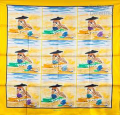 A variation of the Hermès scarf `Bain de mer` first edited in 2016 by `Jean-Louis Clerc`