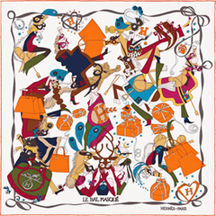 A variation of the Hermès scarf `Le bal masqué` first edited in 2014 by `Saw Keng`