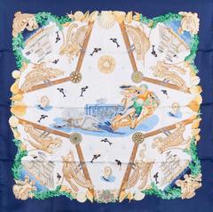 A variation of the Hermès scarf `Balade océane ` first edited in 1999 by `Julie Abadie`