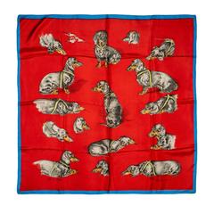 A variation of the Hermès scarf `Les bassets ` first edited in 2020 by `Xavier de Poret`
