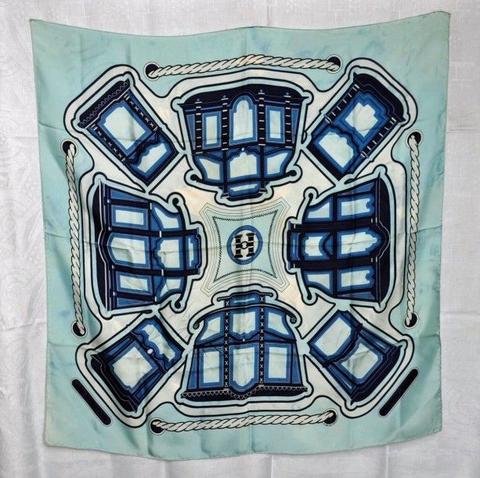 A variation of the Hermès scarf `Les berlines ` first edited in 1972 by `Françoise De La Perriere`