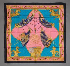 A variation of the Hermès scarf `Les bissone de venise ` first edited in 1987 by `Annie Faivre`