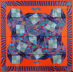 A variation of the Hermès scarf `Bonnes vibrations ` first edited in 2000 by `Pierre Marie`