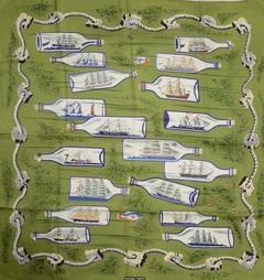 A variation of the Hermès scarf `Bouteilles à la mer` first edited in 1959 by `Pierre Péron`