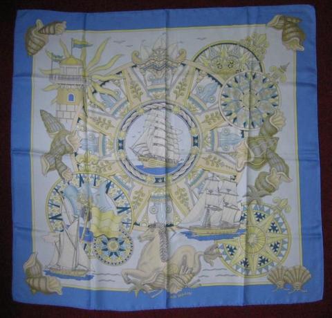 A variation of the Hermès scarf `L'air marin` first edited in 2001 by `Joachim Metz`