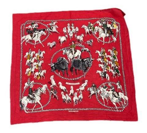 A variation of the Hermès scarf `La camargue ` first edited in 1961 by `Lamotte`