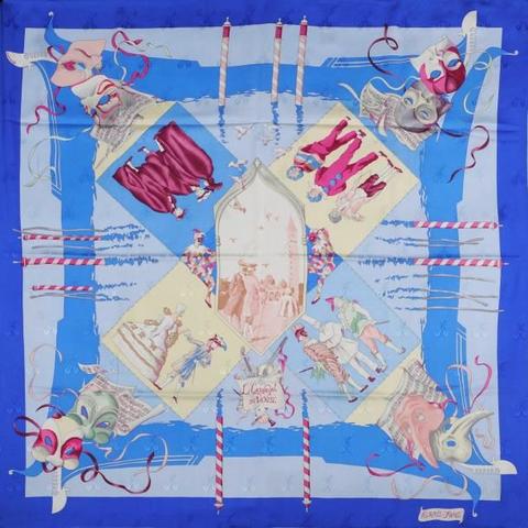 A variation of the Hermès scarf `Le carnaval de venise` first edited in 1993 by `Hubert de Watrigant`