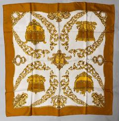 A variation of the Hermès scarf `Carrosses d'or` first edited in 1987 by `Vladimir Rybaltchenko`