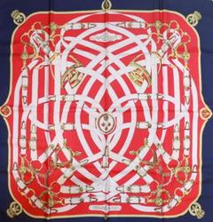 A variation of the Hermès scarf `Cavalcadour ` first edited in 1982 by `Henri d'Origny`