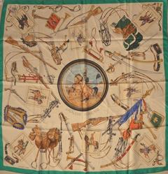 A variation of the Hermès scarf `Cavalerie française (bordure)` first edited in 1960 by `Philippe Ledoux`