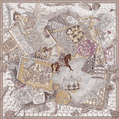 A variation of the Hermès scarf `Les cavaliers du caucase` first edited in 2015 by `Annie Faivre`