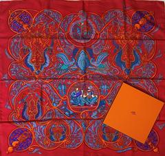 A variation of the Hermès scarf `La charmante aux animaux ` first edited in 2010 by `Annie Faivre`
