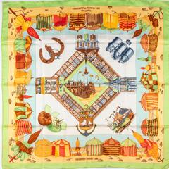 A variation of the Hermès scarf `Charmes des plages normandes ` first edited in 1999 by `Loïc Dubigeon`