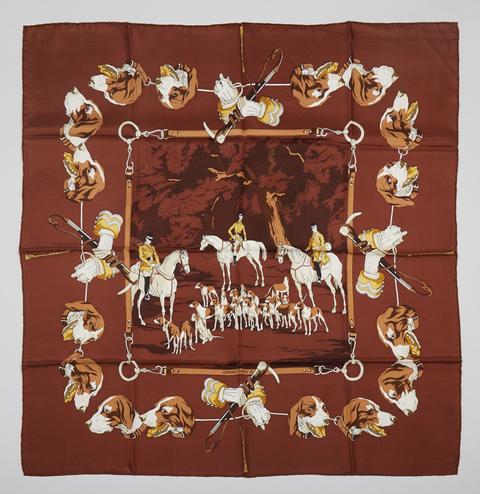 A variation of the Hermès scarf `Chasse à courre ` first edited in 1950 by `Hugo Grygkar`