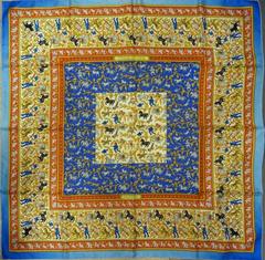 A variation of the Hermès scarf `Chasse en inde ` first edited in 1986 by `Michel Duchene`