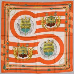 A variation of the Hermès scarf `Châteaux d'arrière ` first edited in 1974 by `Julie Abadie`