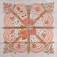 A variation of the Hermès scarf `Chemins de corail ` first edited in 2020 by `Annie Faivre`
