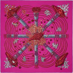 A variation of the Hermès scarf `Chemins de corail` first edited in 2020 by `Annie Faivre`