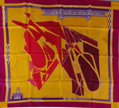 A variation of the Hermès scarf `Cheval de courses ` first edited in 2008 by `Anamorphèe`