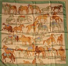 A variation of the Hermès scarf `Les chevaux d'après van der meulen` first edited in 1951 by `Hugo Grygkar`
