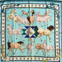 A variation of the Hermès scarf `Les chevaux qataris ` first edited in 2008 by `Hubert de Watrigant`