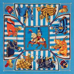 A variation of the Hermès scarf `Chocs en plumes ` first edited in 1993 by `Christiane Vauzelles`