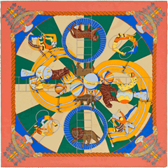 A variation of the Hermès scarf `Circus` first edited in 1983 by `Annie Faivre`