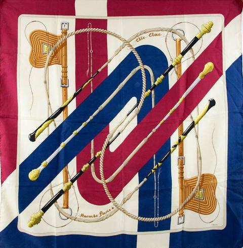 A variation of the Hermès scarf `Clic-clac ` first edited in 1979 by `Julie Abadie`