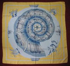 A variation of the Hermès scarf `Compagnons de mer ` first edited in 2000 by `Loïc Dubigeon`