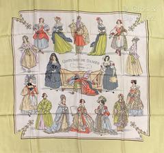 A variation of the Hermès scarf `Costumes de dames ` first edited in 1950 by `Hugo Grygkar`