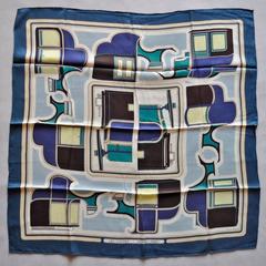 A variation of the Hermès scarf `Les coupés` first edited in 1970 by `Françoise De La Perriere`
