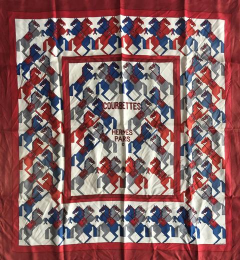 A variation of the Hermès scarf `Courbettes ` first edited in 1985 by `Henri d'Origny`