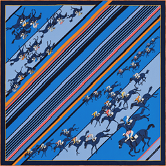 A variation of the Hermès scarf `Les courses` first edited in 1982 by `Benoist-Ginorière Yves `