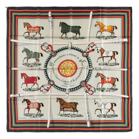 A variation of the Hermès scarf `Couvertures  et tenues de jour ` first edited in 1962 by `Jacques Eudel`