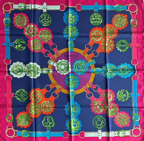 A variation of the Hermès scarf `Cuivreries (rosaces)` first edited in 1985 by `Françoise De La Perriere`