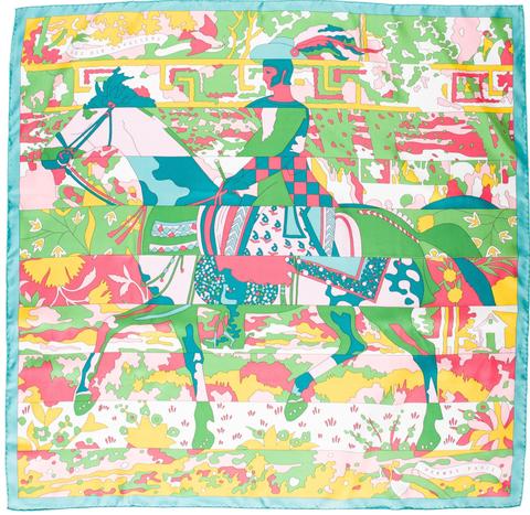 A variation of the Hermès scarf `Les dix cavaliers` first edited in 2010 by `Cyrille Diatkine`, `Sandy Queudrus`