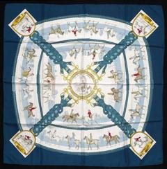A variation of the Hermès scarf `Les allures du cheval 1` first edited in 1970 by `Philippe Ledoux`